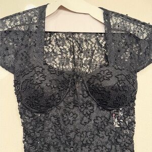 Elegant Black Lace Chemise